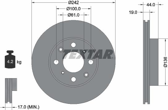 Textar 92060700 - Brake Disc autospares.lv