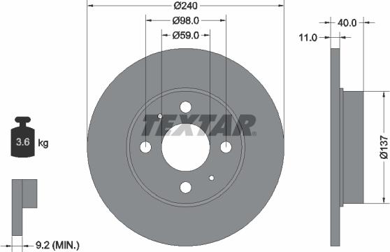 Textar 92061100 - Brake Disc autospares.lv