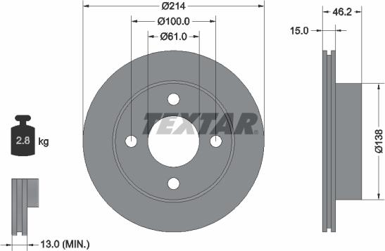 Textar 92068000 - Brake Disc autospares.lv