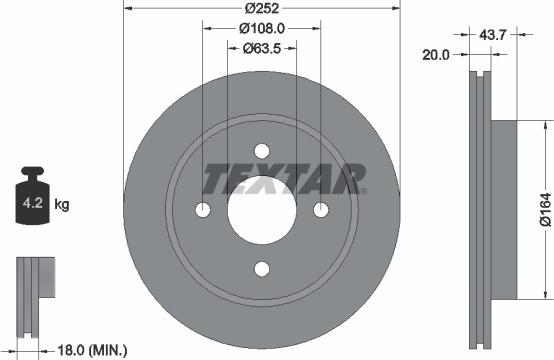 Textar 92063603 - Brake Disc autospares.lv