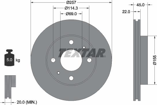 Textar 92062800 - Brake Disc autospares.lv