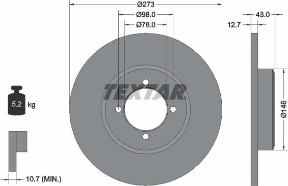 Textar 92011400 - Brake Disc autospares.lv