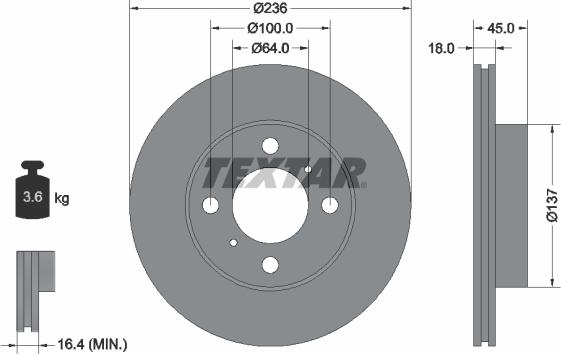 Textar 92089400 - Brake Disc autospares.lv