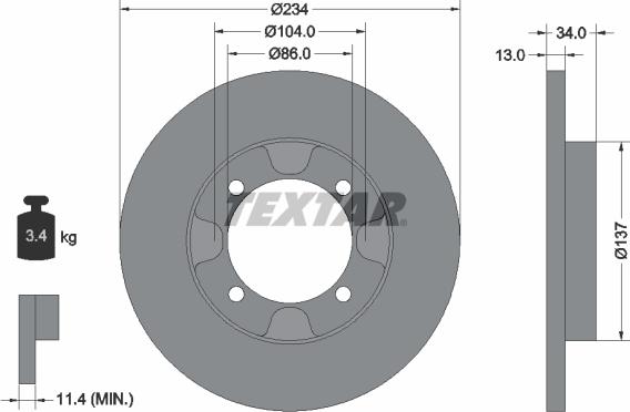 Textar 92089500 - Brake Disc autospares.lv