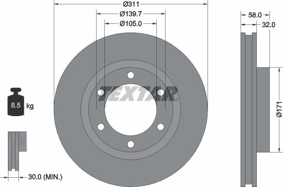 Textar 92080600 - Brake Disc autospares.lv