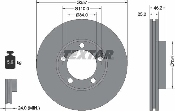 Textar 92080300 - Brake Disc autospares.lv