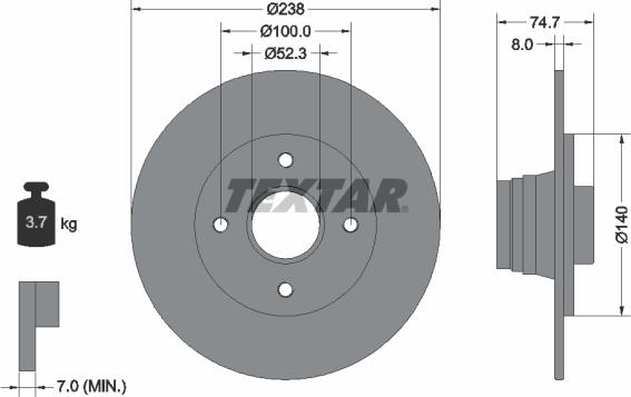 Textar 92081200 - Brake Disc autospares.lv