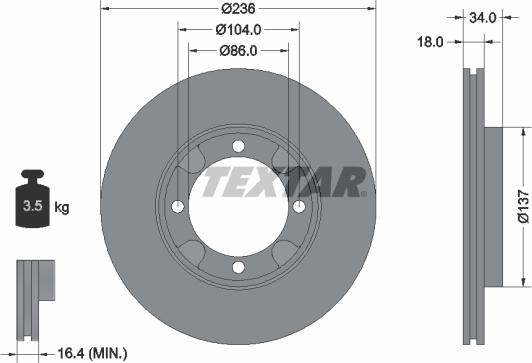 Textar 92082100 - Brake Disc autospares.lv