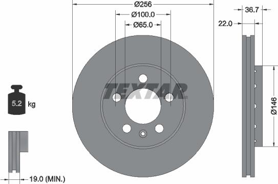 Textar 92082200 - Brake Disc autospares.lv