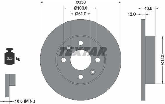 Textar 92036100 - Brake Disc autospares.lv