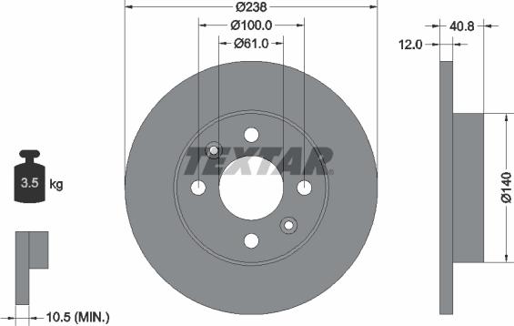 Textar 92036103 - Brake Disc autospares.lv