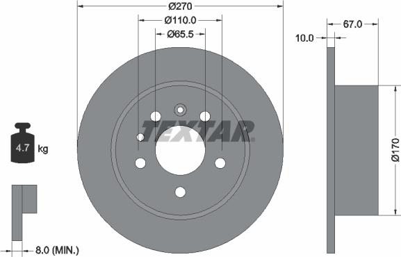 Textar 92038200 - Brake Disc autospares.lv