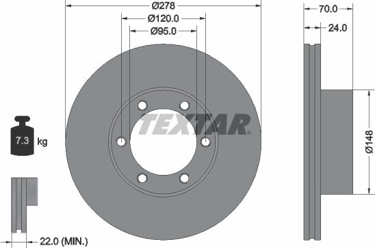 Textar 92033100 - Brake Disc autospares.lv