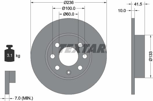 Textar 92020800 - Brake Disc autospares.lv