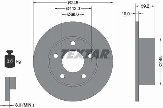 Textar 92022800 - Brake Disc autospares.lv