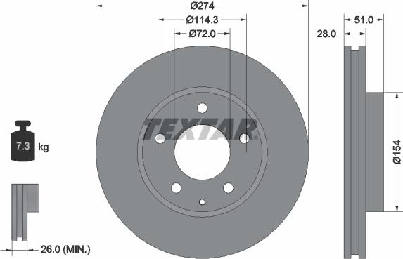 Textar 92079200 - Brake Disc autospares.lv