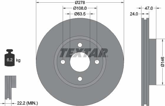 Textar 92075400 - Brake Disc autospares.lv