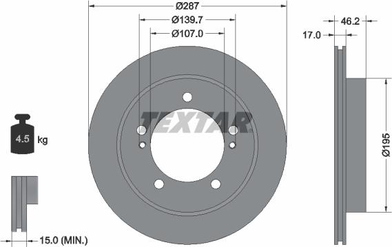 Textar 92076400 - Brake Disc autospares.lv