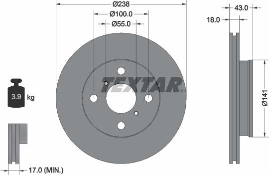 Textar 92076500 - Brake Disc autospares.lv