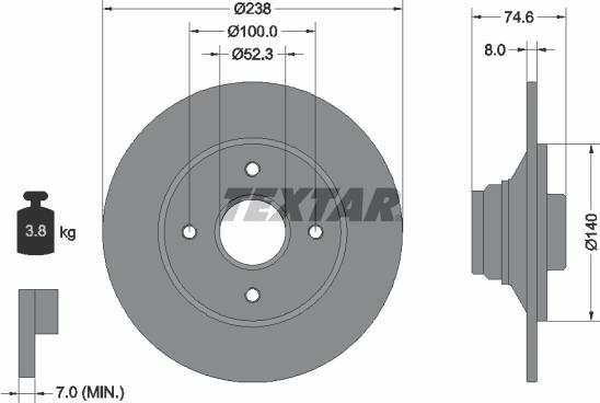 Textar 92070300 - Brake Disc autospares.lv