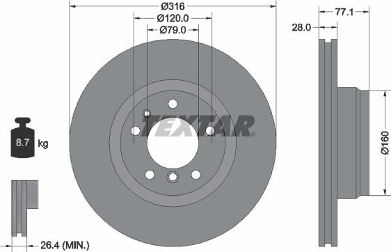 Textar 92071405 - Brake Disc autospares.lv