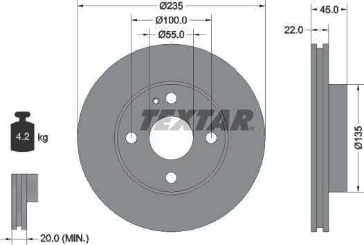 Textar 92071500 - Brake Disc autospares.lv