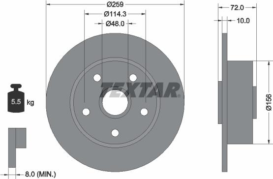 Textar 92078900 - Brake Disc autospares.lv