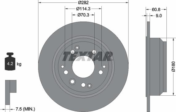 Textar 92078400 - Brake Disc autospares.lv