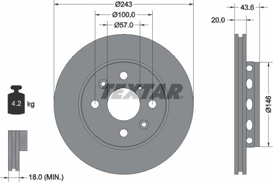 Textar 92078500 - Brake Disc autospares.lv