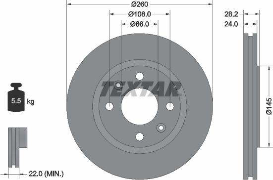 Textar 92078603 - Brake Disc autospares.lv