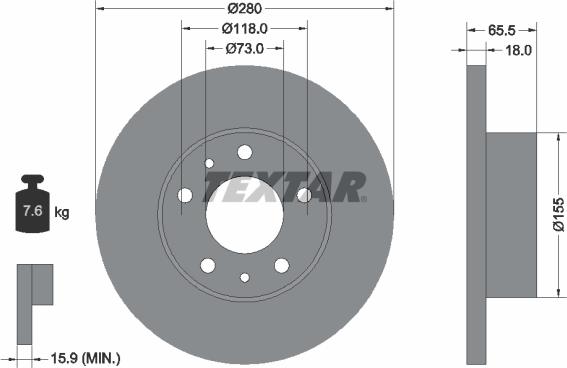 Textar 92073703 - Brake Disc autospares.lv