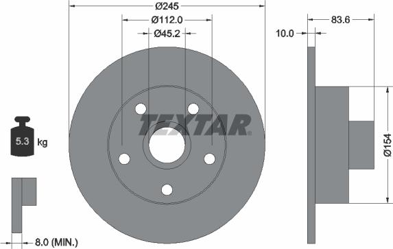 Textar 92072100 - Brake Disc autospares.lv