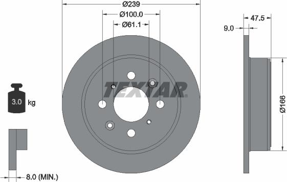 Textar 92077900 - Brake Disc autospares.lv