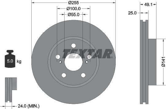 Textar 92077400 - Brake Disc autospares.lv