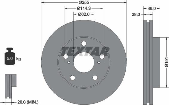 Textar 92077603 - Brake Disc autospares.lv