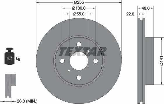 Textar 92077200 - Brake Disc autospares.lv