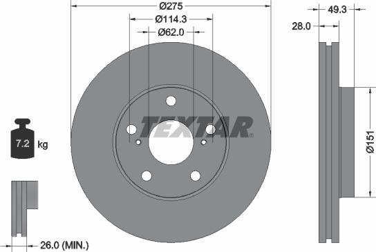 Textar 92077700 - Brake Disc autospares.lv