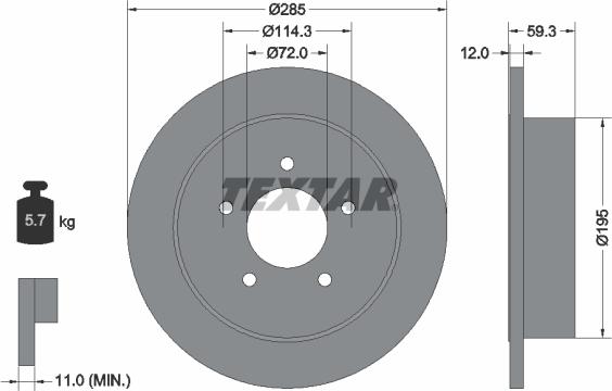 Textar 92194003 - Brake Disc autospares.lv