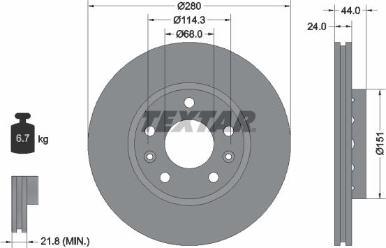 Textar 92195503 - Brake Disc autospares.lv