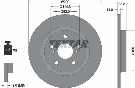 Textar 92195200 - Brake Disc autospares.lv