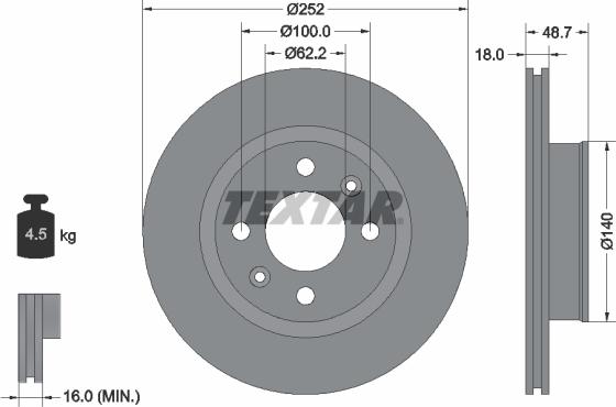 Textar 92196500 - Brake Disc autospares.lv