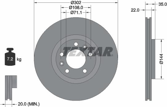 Textar 92197103 - Brake Disc autospares.lv