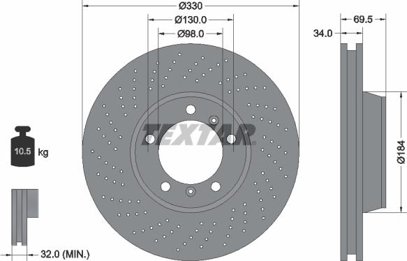 Textar 92149905 - Brake Disc autospares.lv