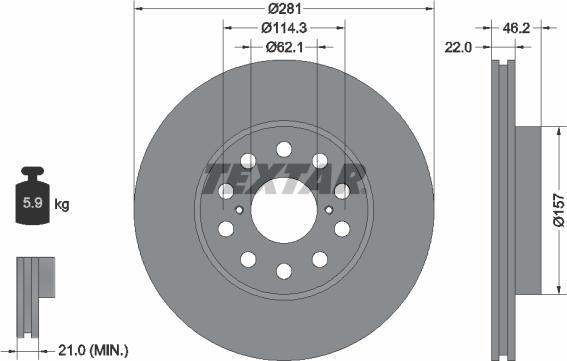 Textar 92149600 - Brake Disc autospares.lv