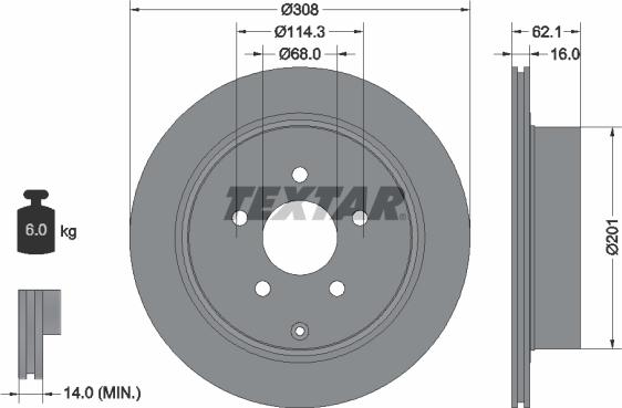 Textar 92149300 - Brake Disc autospares.lv