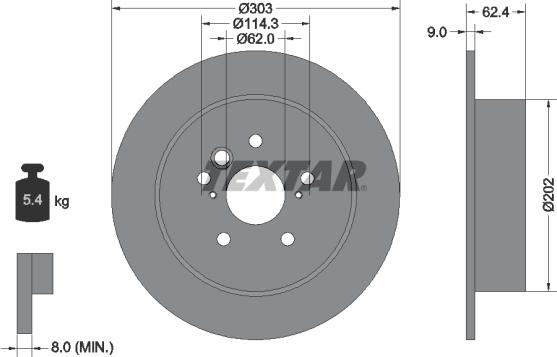 Textar 92144100 - Brake Disc autospares.lv