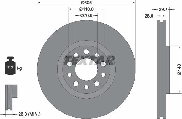 Textar 92145000 - Brake Disc autospares.lv