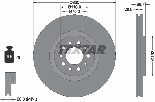 Textar 92145100 - Brake Disc autospares.lv