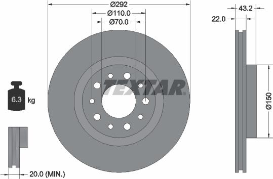 Textar 92145300 - Brake Disc autospares.lv