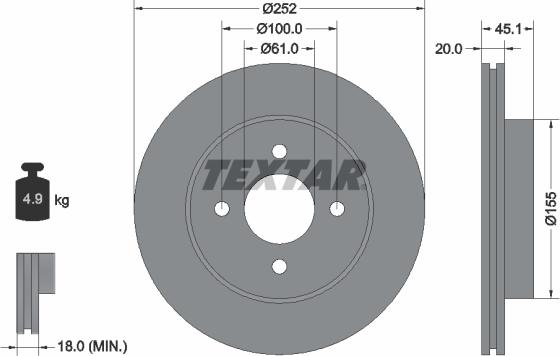 Textar 92148800 - Brake Disc autospares.lv